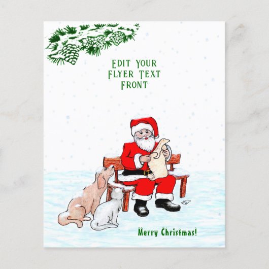 Vrolijk kerstfeest! Sinterklaas met kat en hond Flyer (Voorkant)