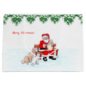 Vrolijk kerstfeest! Sinterklaas met kat en hond Groot Cadeauzakje (Voorkant)