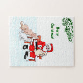 Vrolijk kerstfeest! Sinterklaas met kat en hond Legpuzzel (Horizontaal)