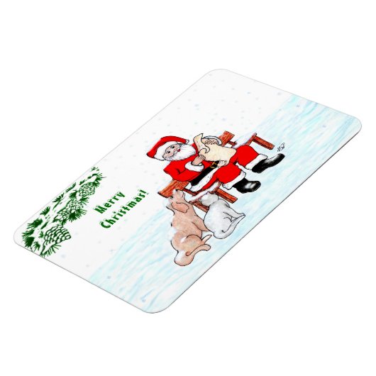 Vrolijk kerstfeest! Sinterklaas met kat en hond Magneet (Linkerzijde)