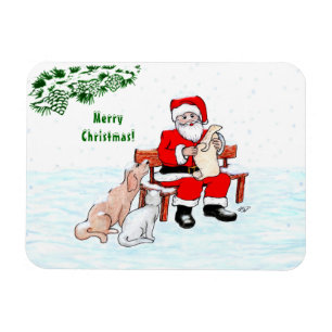 Vrolijk kerstfeest! Sinterklaas met kat en hond Magneet