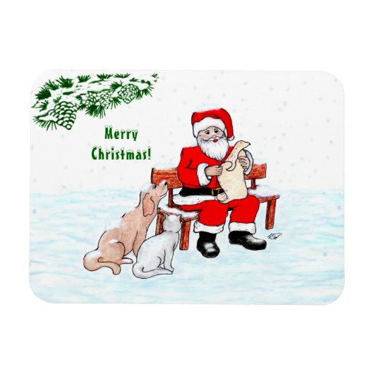 Vrolijk kerstfeest! Sinterklaas met kat en hond Magneet (Horizontaal)