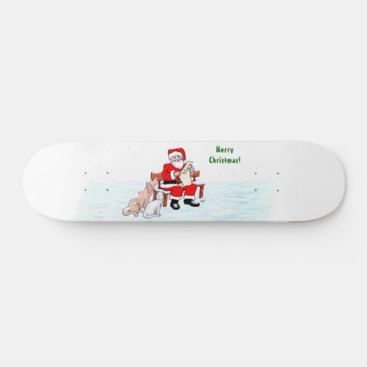 Vrolijk kerstfeest! Sinterklaas met kat en hond Persoonlijk Skateboard (Horizontaal)