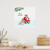 Vrolijk kerstfeest! Sinterklaas met kat en hond Poster (Keuken)
