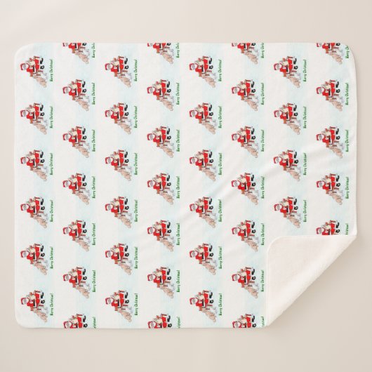 Vrolijk kerstfeest! Sinterklaas met kat en hond Sherpa Deken (Voorkant (horizontaal))