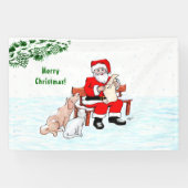 Vrolijk kerstfeest! Sinterklaas met kat en hond Spandoek (Horizontaal)