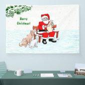 Vrolijk kerstfeest! Sinterklaas met kat en hond Spandoek (Beurs)