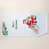 Vrolijk kerstfeest! Sinterklaas met kat en hond Strandlaken (Voorkant)