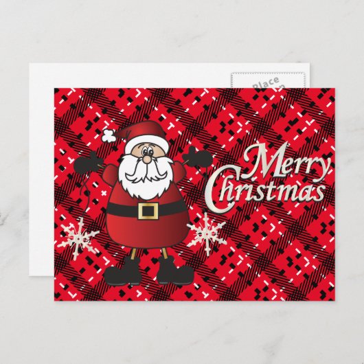 Vrolijk Kerstfeest Sinterklaas Sneeuwvlokken Feestdagenkaart (Voorkant / Achterkant)