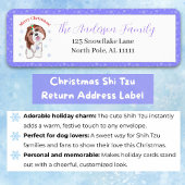 Vrolijk kerstfeest sjiih Tzu met Snowflake-adres Etiket