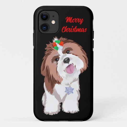 Vrolijk kerstfeest sjiih Tzu met snowflake Case-Mate iPhone Case (Achterkant)