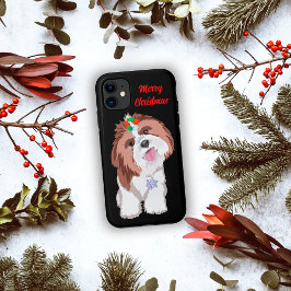 Vrolijk kerstfeest sjiih Tzu met snowflake Case-Mate iPhone Case