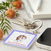 Vrolijk kerstfeest sjiih Tzu met snowflake Sleutelhanger (Voorkant Rechts)