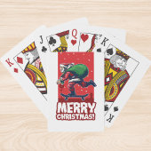 Vrolijk Kerstfeest Skateboarden Santa | FEESTDAGEN Pokerkaarten