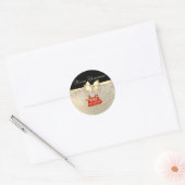 Vrolijk Kerstfeest, Slaapsteen, Snowflakes, Bow Ronde Sticker (Envelop)