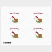 Vrolijk kerstfeest! slak ovale sticker (Vel)