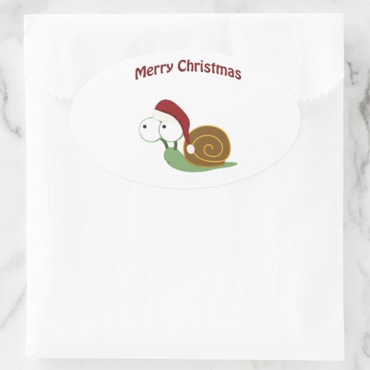 Vrolijk kerstfeest! slak ovale sticker (Tas)