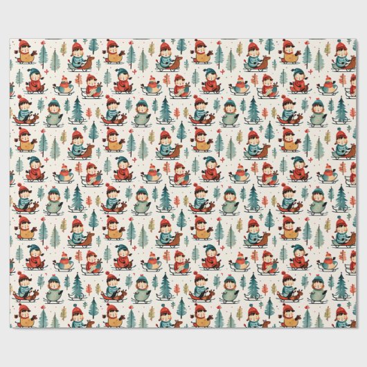 vrolijk kerstfeest | Sleeping Kinderen Kerstmis Cadeaupapier (Vlak)