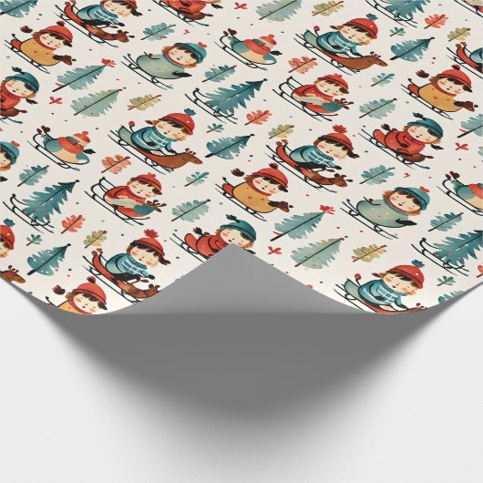 vrolijk kerstfeest | Sleeping Kinderen Kerstmis Cadeaupapier (Hoek)