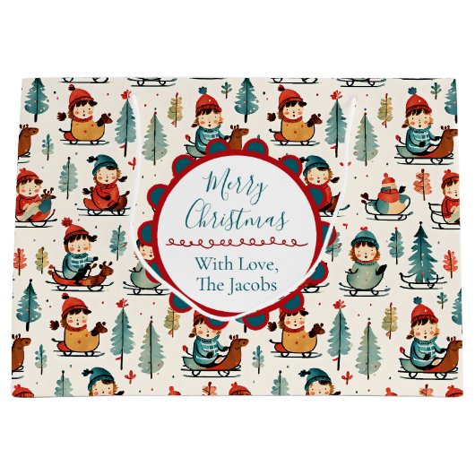 vrolijk kerstfeest | Sleeping Kinderen Kerstmis Groot Cadeauzakje (Voorkant)