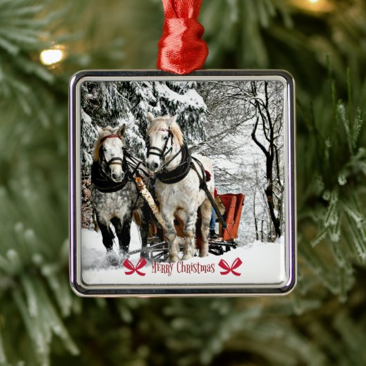 Vrolijk kerstfeest! Sleigh Ride in het land Metalen Ornament (Boom)