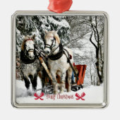 Vrolijk kerstfeest! Sleigh Ride in het land Metalen Ornament (Voorkant)