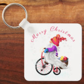 Vrolijk kerstfeest Sleutelhanger Gnome met Bike en (Voorkant)
