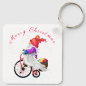 Vrolijk kerstfeest Sleutelhanger Gnome met Bike en (Achterkant)