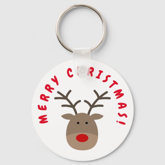 Vrolijk kerstfeest sleutelhanger met Rudolf en ren (Voorkant)