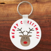 Vrolijk kerstfeest sleutelhanger met Rudolf en ren (Voorkant)