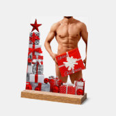 Vrolijk Kerstfeest SlipperyJoe rood wit zilver cad Acryl Bord (Hoek)