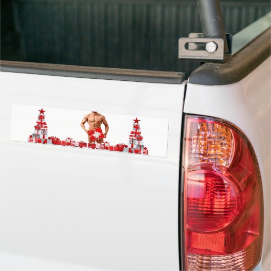 Vrolijk Kerstfeest SlipperyJoe rood wit zilver cad Bumpersticker (Op Truck)