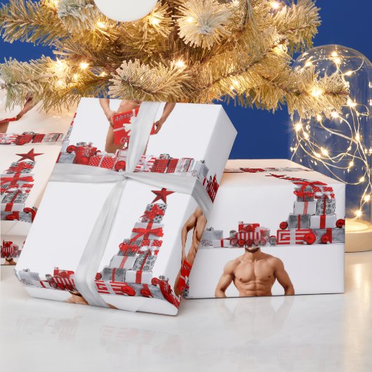 Vrolijk Kerstfeest SlipperyJoe rood wit zilver cad Cadeaupapier (Feestdagen)