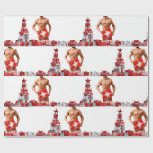 Vrolijk Kerstfeest SlipperyJoe rood wit zilver cad Cadeaupapier (Vlak)