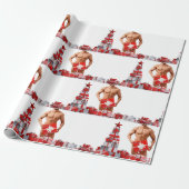 Vrolijk Kerstfeest SlipperyJoe rood wit zilver cad Cadeaupapier (Uitgerold)