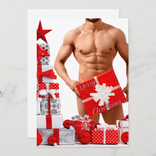 Vrolijk Kerstfeest SlipperyJoe rood wit zilver cad Feestdagenkaart (Voorkant / Achterkant)