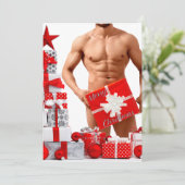 Vrolijk Kerstfeest SlipperyJoe rood wit zilver cad Feestdagenkaart (Staand voorkant)