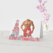 Vrolijk Kerstfeest SlipperyJoe rood wit zilver cad Folie Feestdagenkaart (Orchidee)