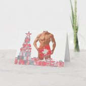 Vrolijk Kerstfeest SlipperyJoe rood wit zilver cad Folie Feestdagenkaart (Voorkant)