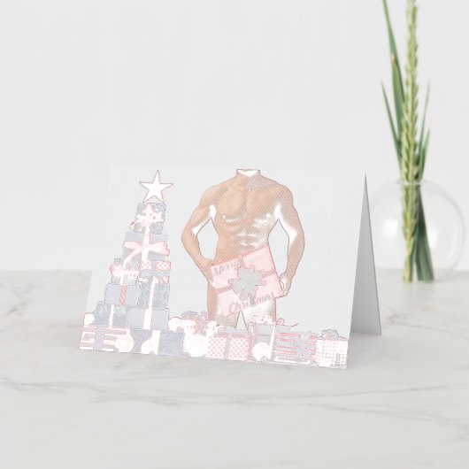 Vrolijk Kerstfeest SlipperyJoe rood wit zilver cad Folie Feestdagenkaart (Voorkant)