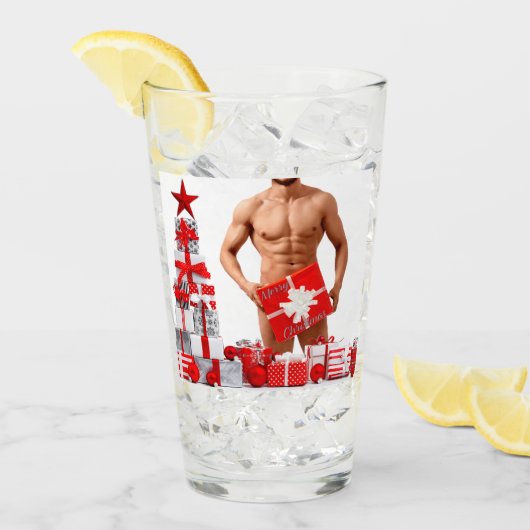 Vrolijk Kerstfeest SlipperyJoe rood wit zilver cad Glas (Voorkant ijs)