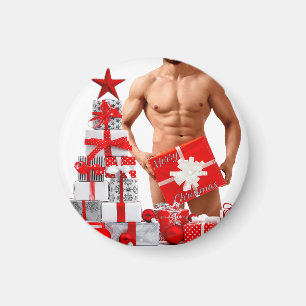 Vrolijk Kerstfeest SlipperyJoe rood wit zilver cad Magneet