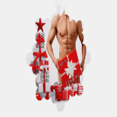 Vrolijk Kerstfeest SlipperyJoe rood wit zilver cad Ornament Kaart (Rechts)