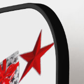 Vrolijk Kerstfeest SlipperyJoe rood wit zilver cad Pickleball Paddle (Links Detail)