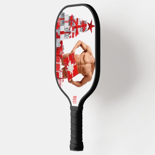 Vrolijk Kerstfeest SlipperyJoe rood wit zilver cad Pickleball Paddle (Links)