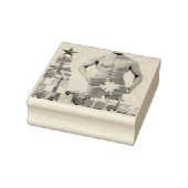 Vrolijk Kerstfeest SlipperyJoe rood wit zilver cad Rubberstempel (Stempel)