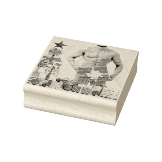 Vrolijk Kerstfeest SlipperyJoe rood wit zilver cad Rubberstempel (Stempel)