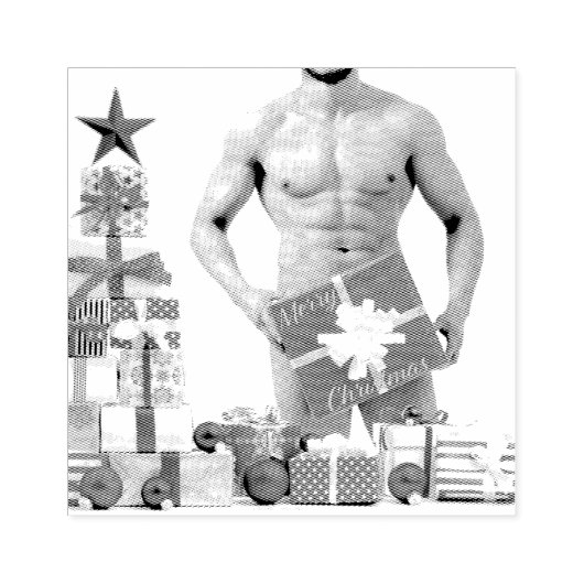 Vrolijk Kerstfeest SlipperyJoe rood wit zilver cad Rubberstempel (Afrduk)