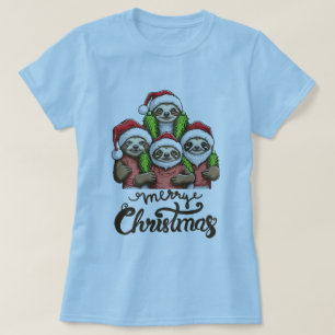 Vrolijk kerstfeest Sloth Squad Schattigee ontspann T-shirt