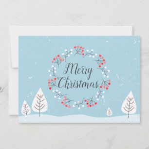 Vrolijk kerstfeest sneeuw- en Berry Wreatmas Feestdagenkaart